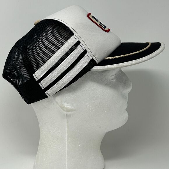 Vintage Bud Light 3 Stripe Trucker Hat Baseball Cap Beer 80s Mesh Snapback White - Picture 10 of 12